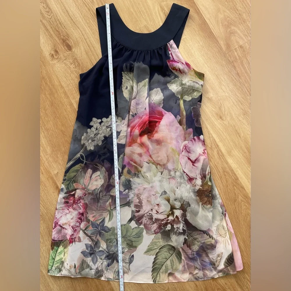 Ted Baker London Marindi Swing Dress Pure Peony Navy Blue Pink Floral size 6 - Picture 11 of 12